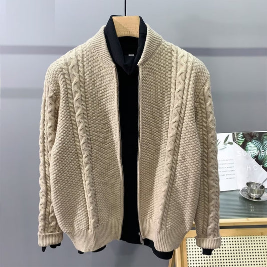 Double Zipper Design Cardigan Sweater