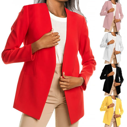 Cardigan Suit Professional Temperament Solid Color Jacket