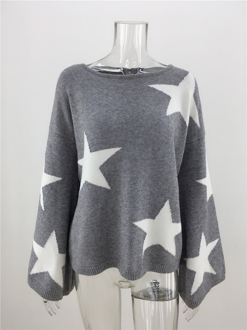 Fall Winter Plus Size Five-pointed Star Sweater