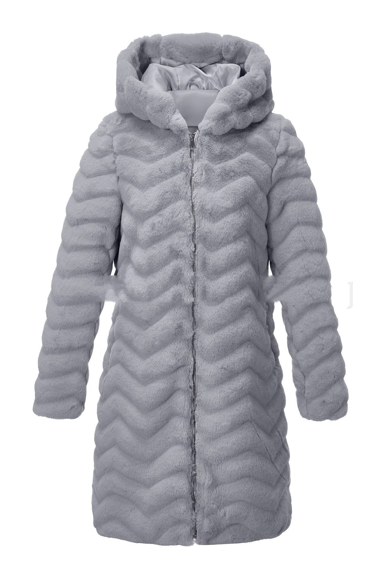 Artificial Mink Hair Hooded Jacket Women