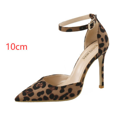 Hollowed Sandals Stiletto Leopard Print