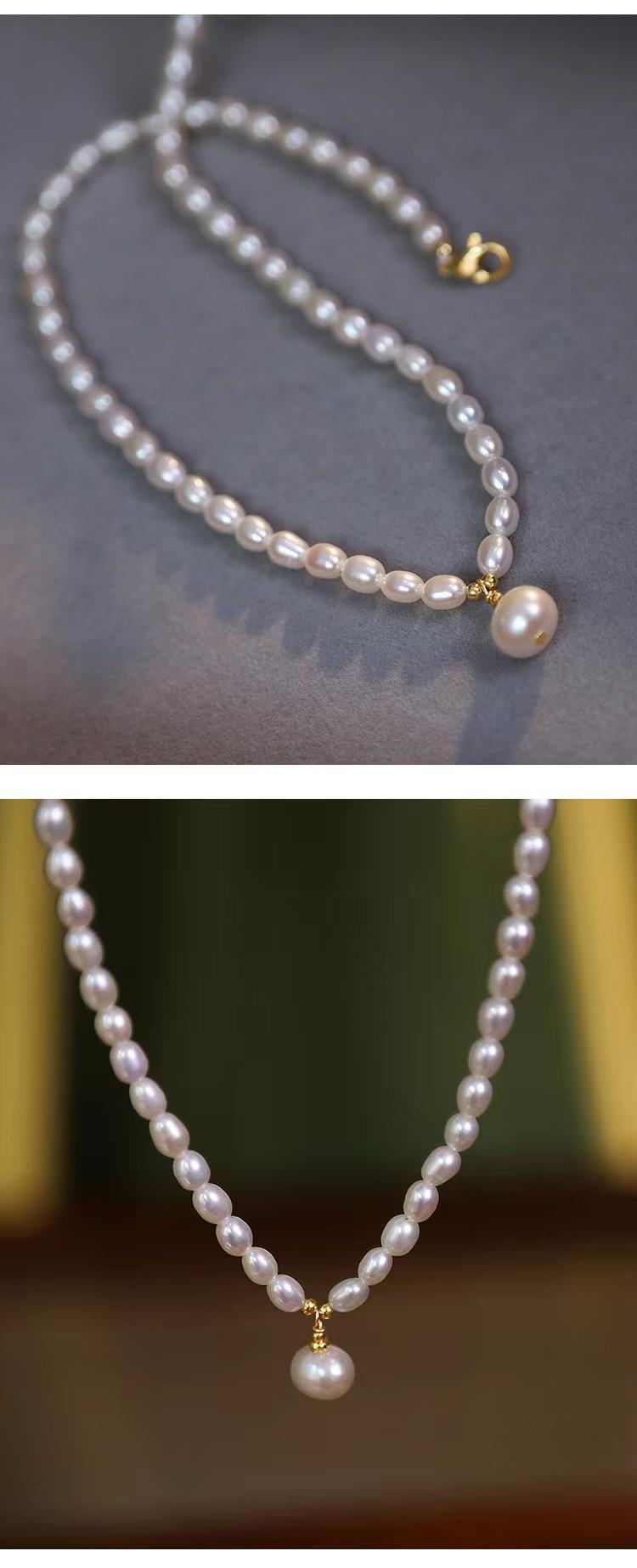 Natural Freshwater Pearl Necklace Women's Simple Fashion Elegance Retro Clavicle Chain All-matching