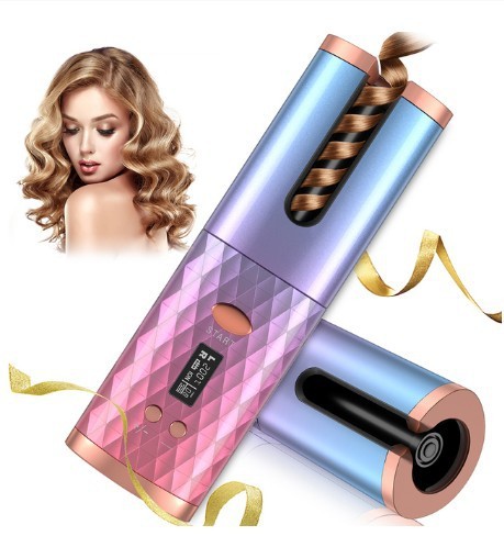 Rechargeable Automatic Hair Curler Women Portable Hair Curling Iron LCD Display