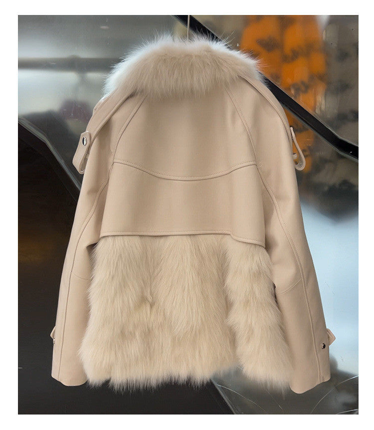 Women's Fashion Personality Stitching Fur Coat