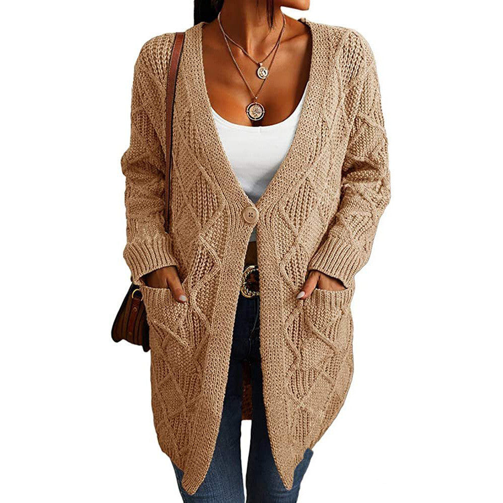 Women's Solid Color Knitted Cardigan Casual Top