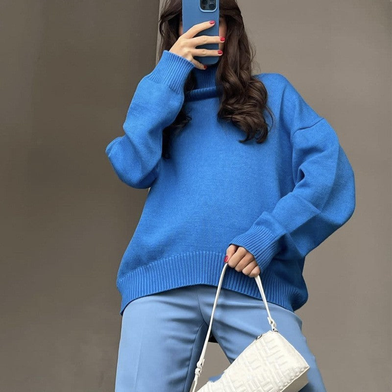 High Collar Loose Knitted Sweater