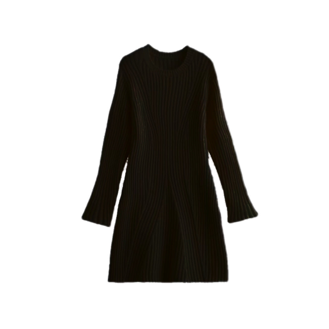 Fashion Solid Ribbed Knitted Dress