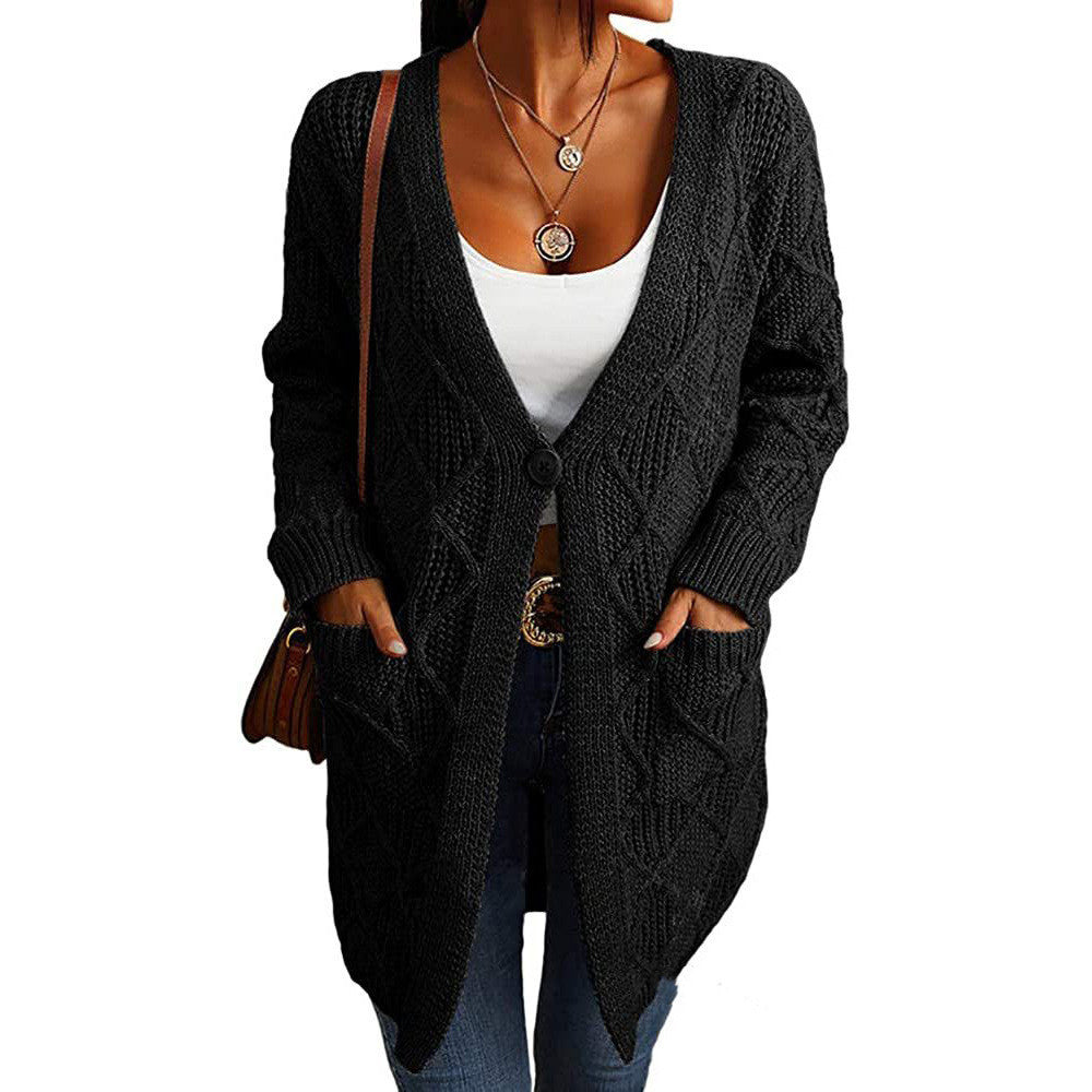 Women's Solid Color Knitted Cardigan Casual Top