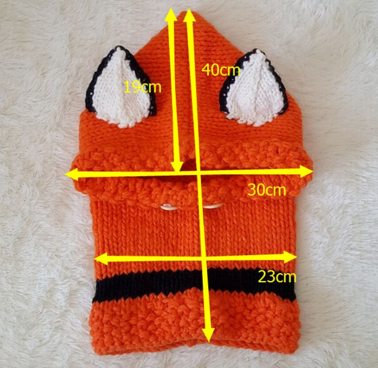 Children's wool knit hat hand-knitted warm earmuffs cape caps