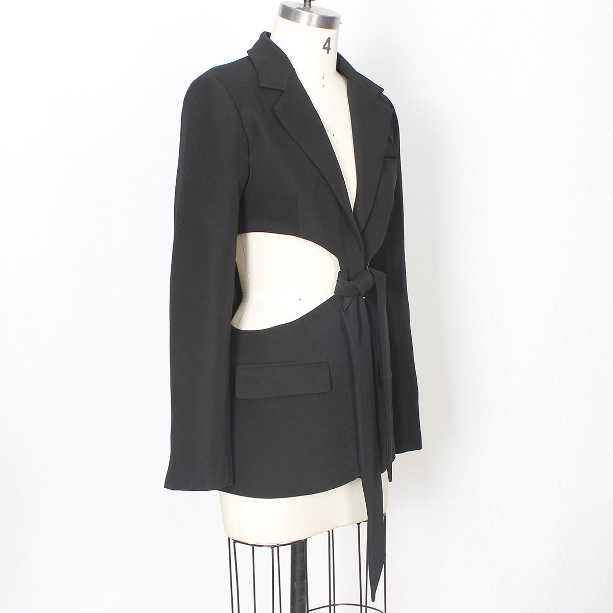 Hollowed Out Midriff Outfit Lace-up  Suit Jacket