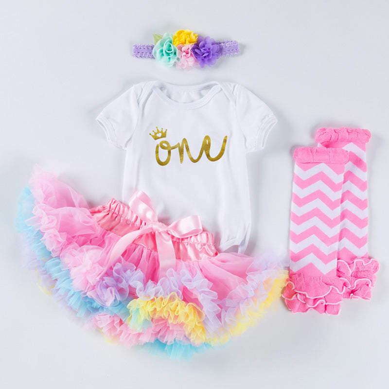 Baby Girl Birthday Dress Alphabet Romper