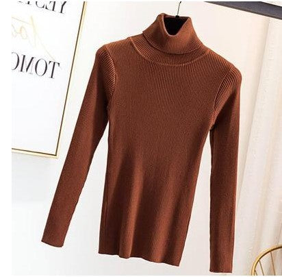 Tight pullover turtleneck sweater for women