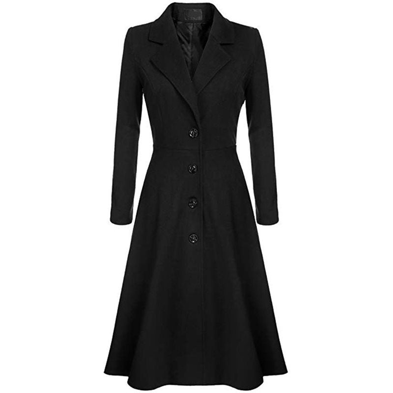 Women's long-sleeved woolen coat