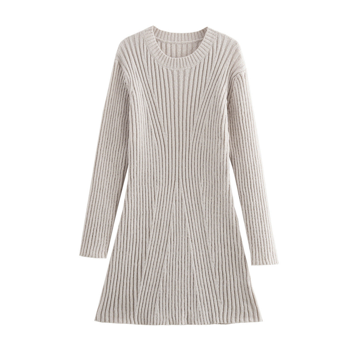 Fashion Solid Ribbed Knitted Dress