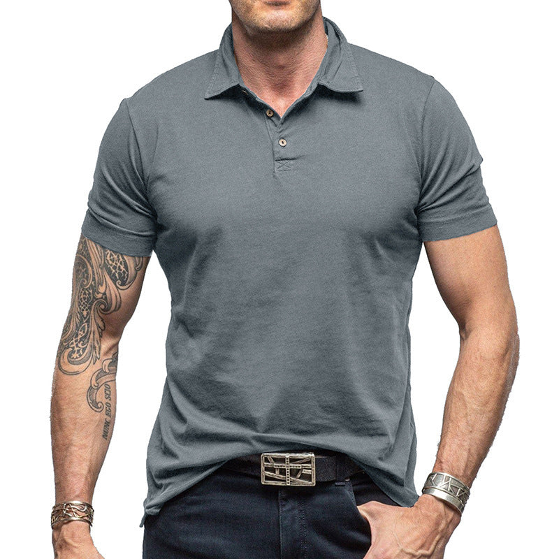 Men's Solid Color Short-sleeved Polo Shirt Top