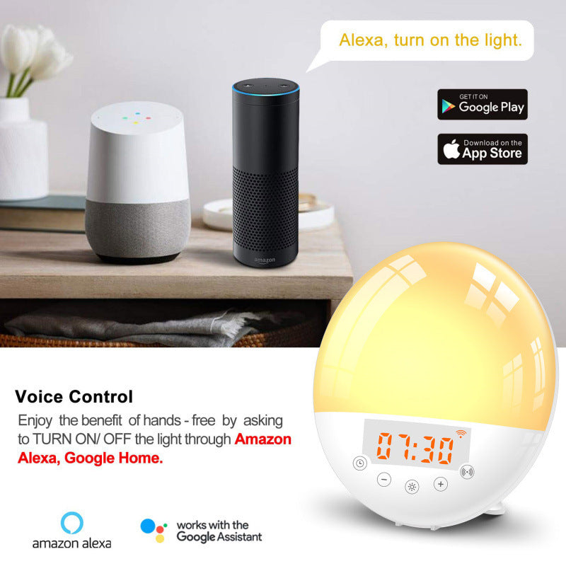 Wifi voice control smart wake-up light alarm clock