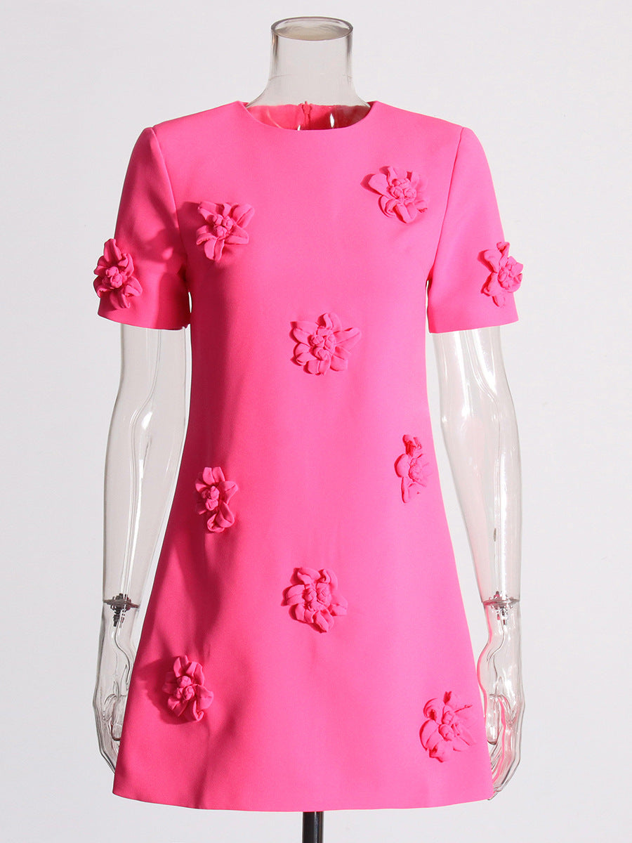 Fashion Three-dimensional Flower Stitching Dress Women