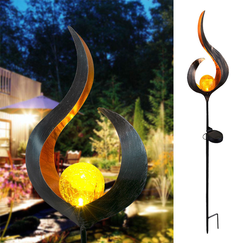 LED Solar Flame Light Metal LED Garden Light Flame