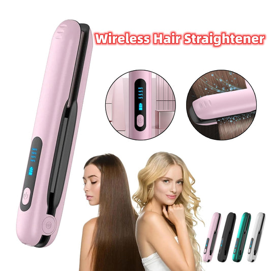 Wireless Hair Straightener Flat Iron Mini 2 IN 1 Roller USB 5000mAh Max 200 Degree