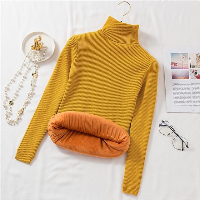 New Style Plush And Thick High Neck Sweater For Women