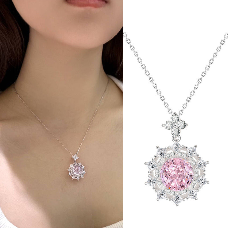 S925 Silver High Carbon Diamond Pendant Light Luxury  Necklace