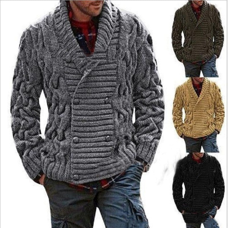 European and American men's cardigan sweater