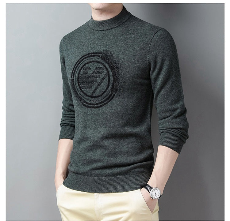 Round Neck Printed Sweater Men's Cardigan