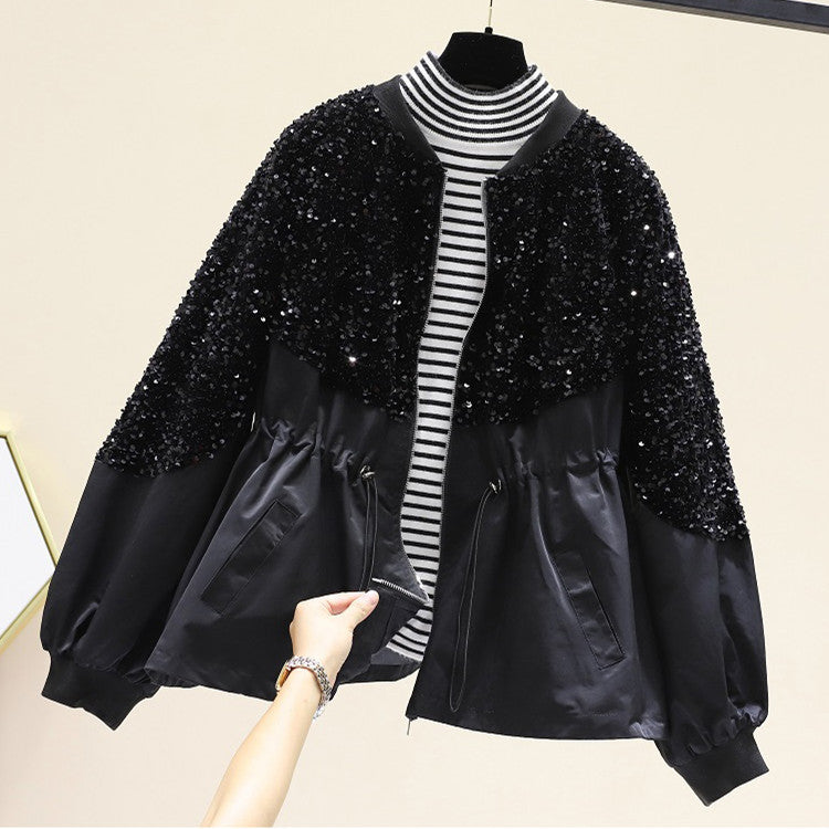 Fashionable And Simple Ladies' Waist Sequined Jacket