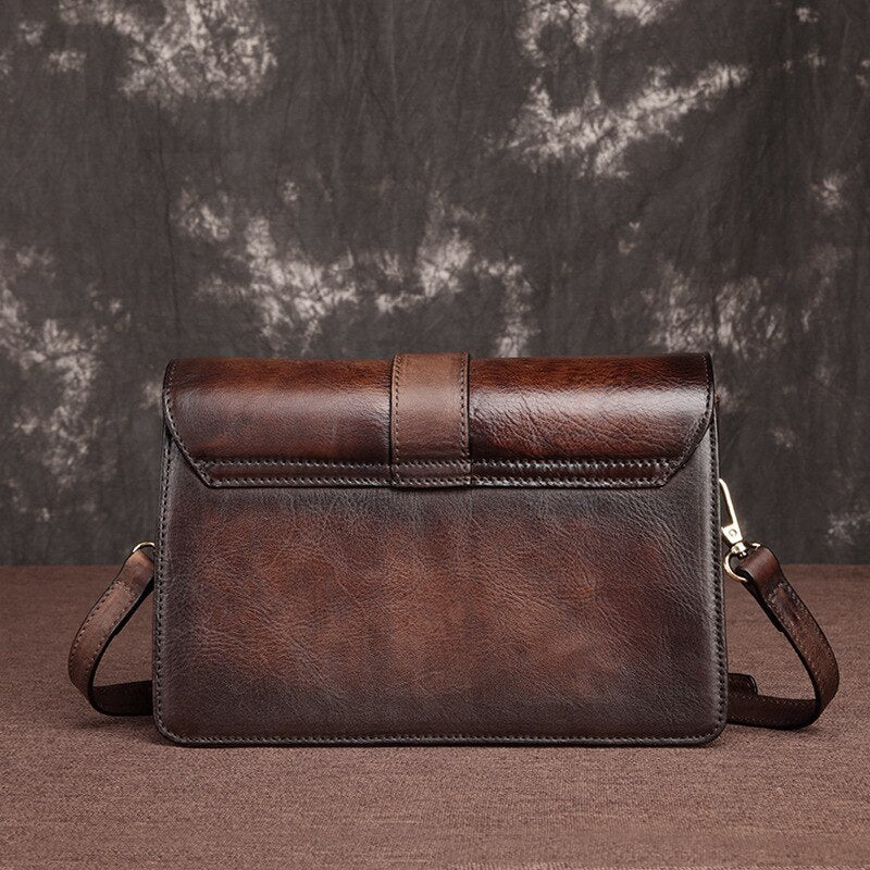 Diagonal leather retro small square bag