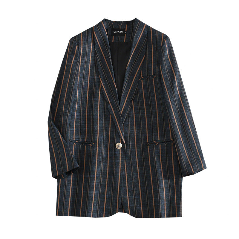 Temperament striped suit women