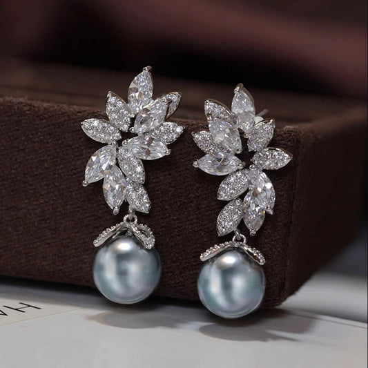 Artificial Pearl Earrings Vintage Flowers