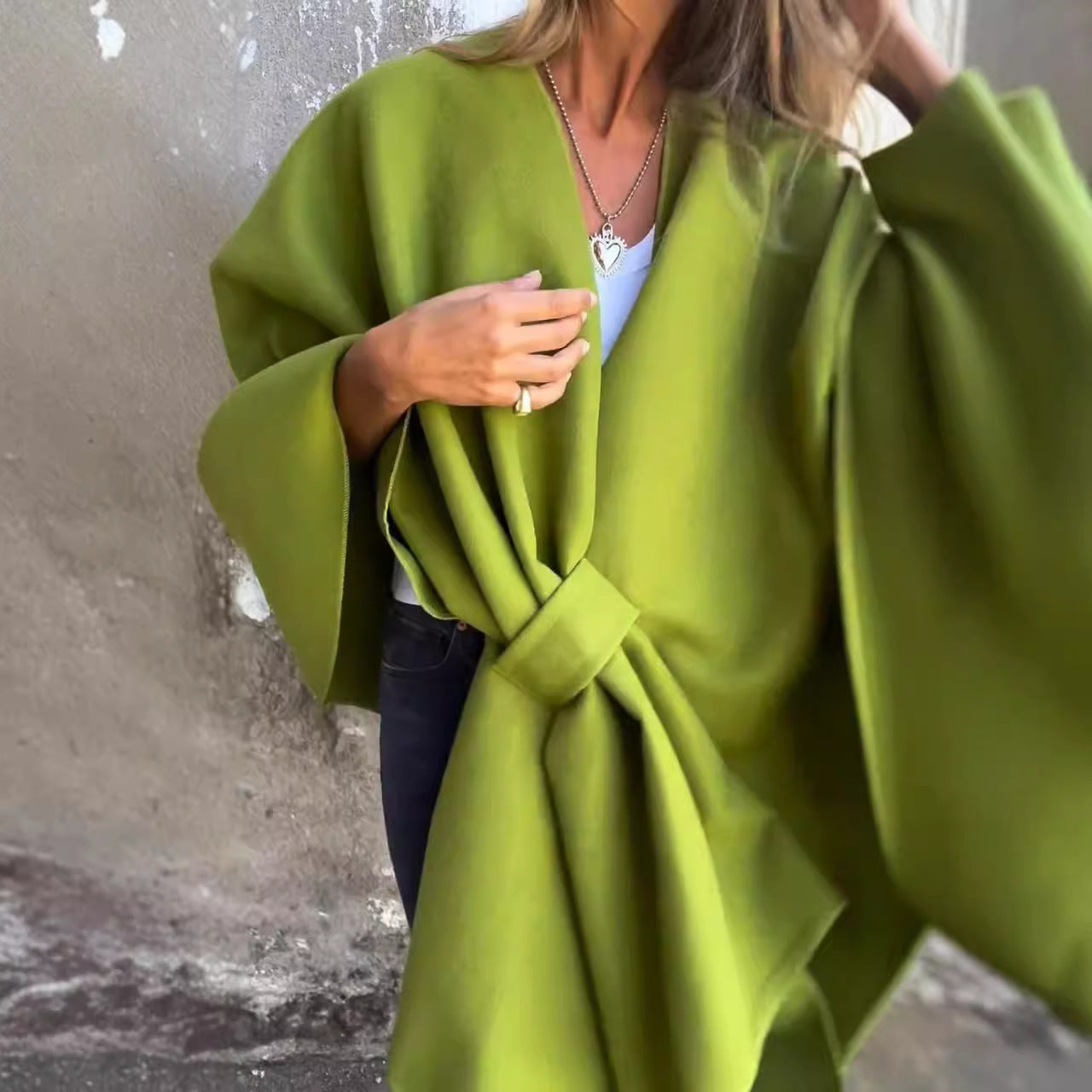 Loose V-neck Shawl Cape Jacket