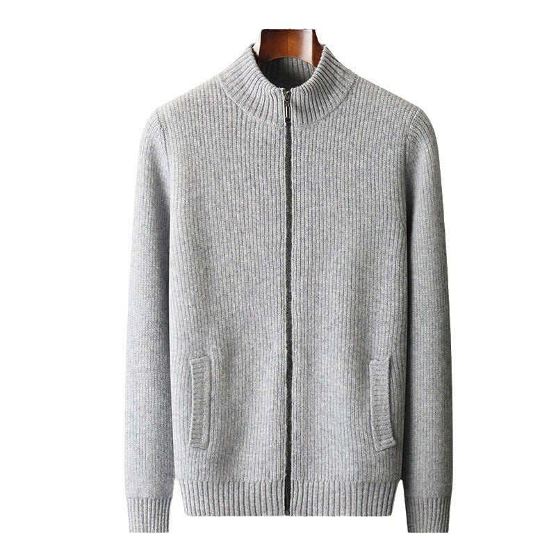 Wool Cardigan Men's Stand Collar Zipper