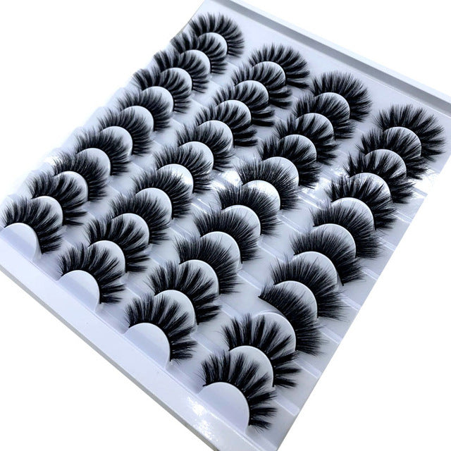 NEW 20 Pairs 8-25mm Fake Eyelashes 100 Mink Eyelashes Mink