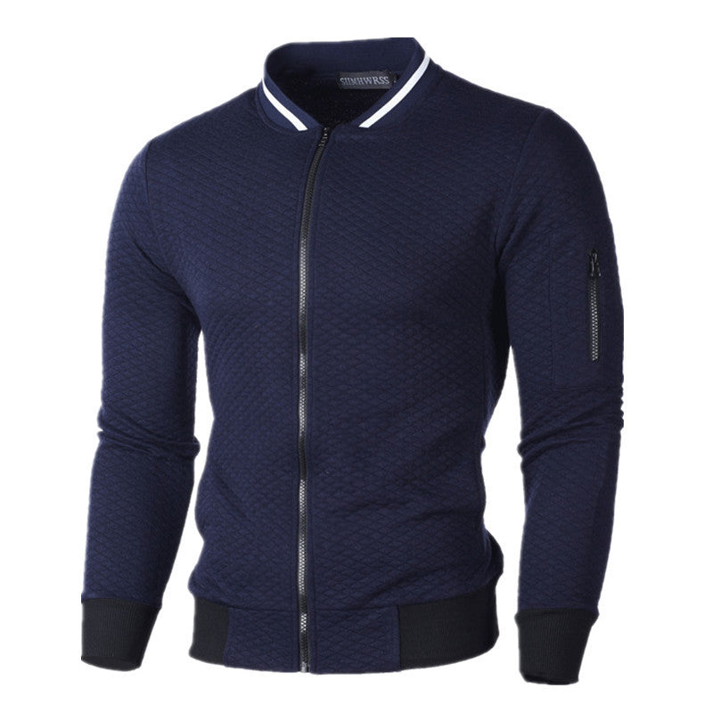 Fitness Leisure Lattice Stand Collar Zipper Cardigan