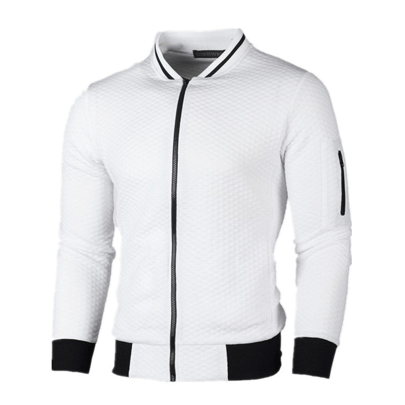 Fitness Leisure Lattice Stand Collar Zipper Cardigan