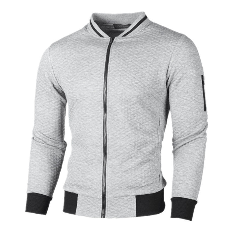 Fitness Leisure Lattice Stand Collar Zipper Cardigan