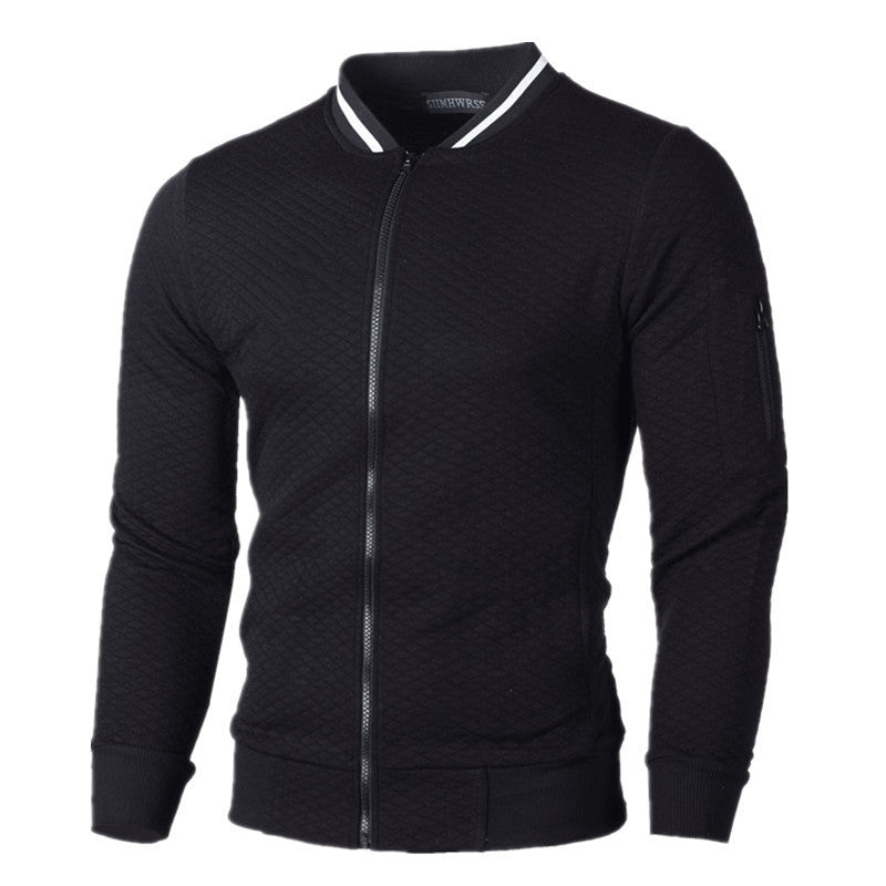 Fitness Leisure Lattice Stand Collar Zipper Cardigan