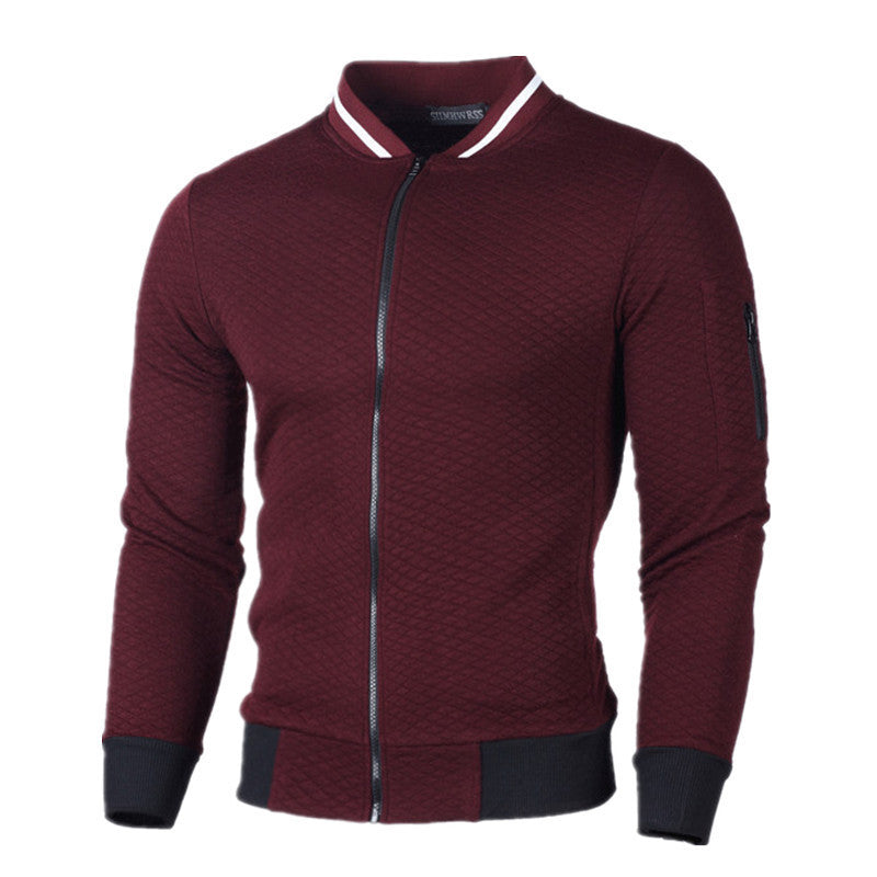 Fitness Leisure Lattice Stand Collar Zipper Cardigan