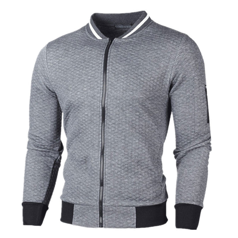 Fitness Leisure Lattice Stand Collar Zipper Cardigan