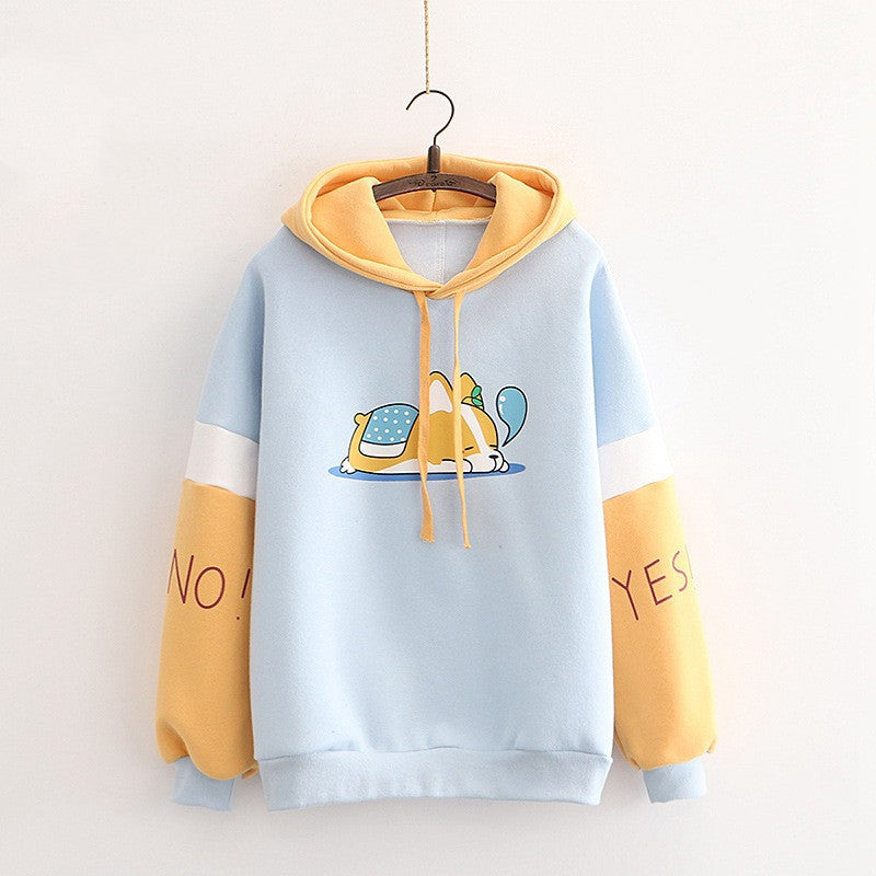 Long Sleeve Plus Fleece Hooded Sweater Women Padded Top