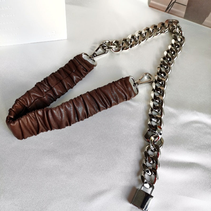 Female Chain Stitching Elastic Waist  Dress Chain