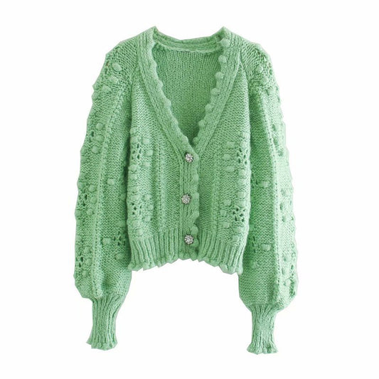 Autumn New Women's Textured Knitted Cardigan