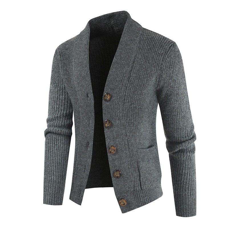 New Men's Sweater Casual Long Sleeved Thickened Slim Cardigan