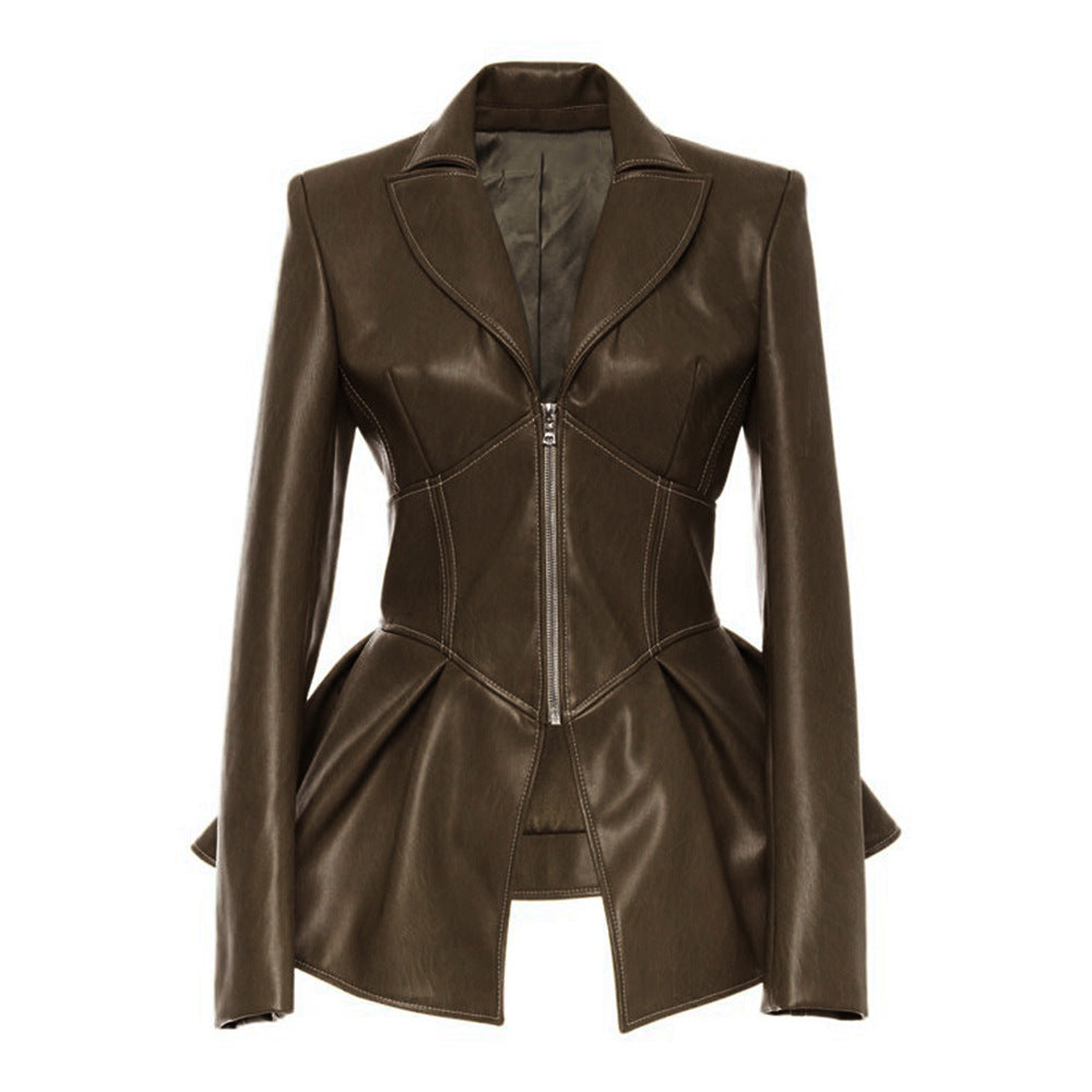 European And American Pu Leather Good Quality Leather Jacket