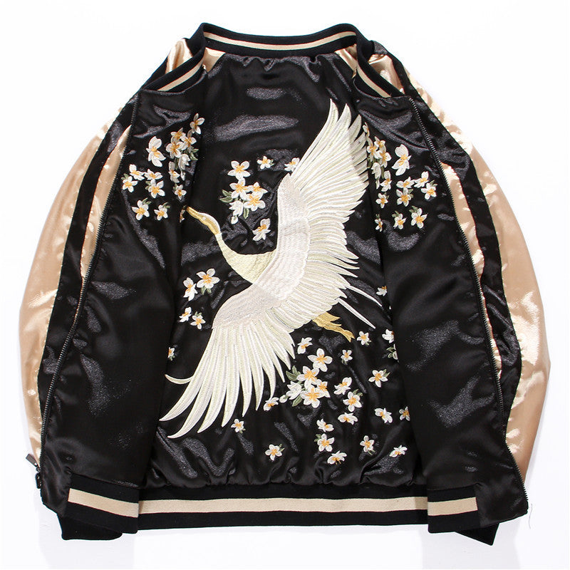 Yokosuka Crane Embroidery Flight Jacket Women