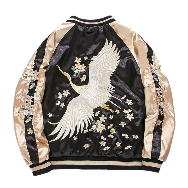 Yokosuka Crane Embroidery Flight Jacket Women