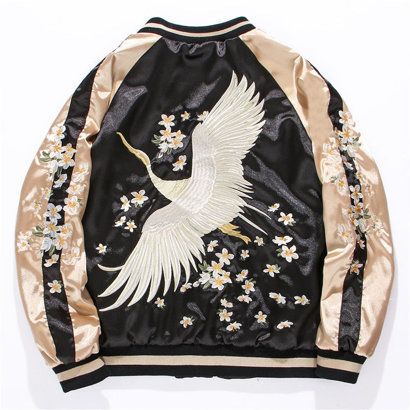 Yokosuka Crane Embroidery Flight Jacket Women