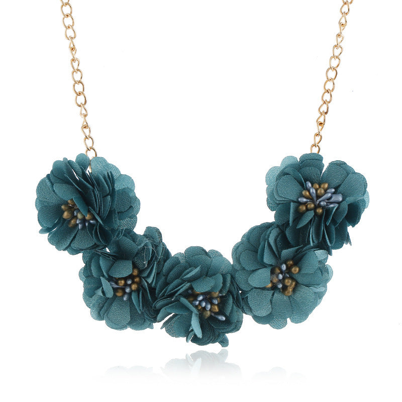 Temperament Fabric Flower Necklace Women's  Accessories