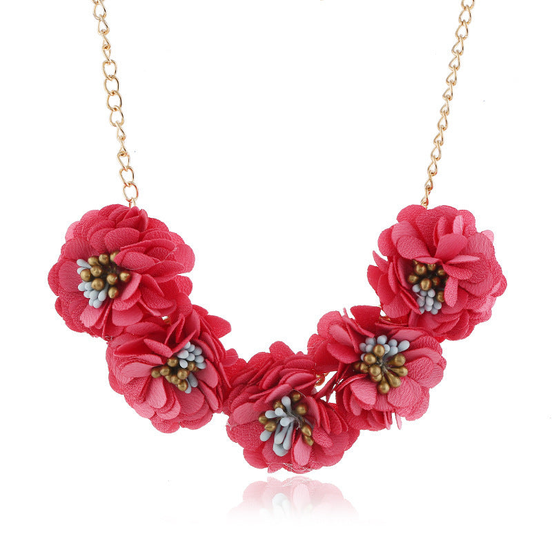 Temperament Fabric Flower Necklace Women's  Accessories